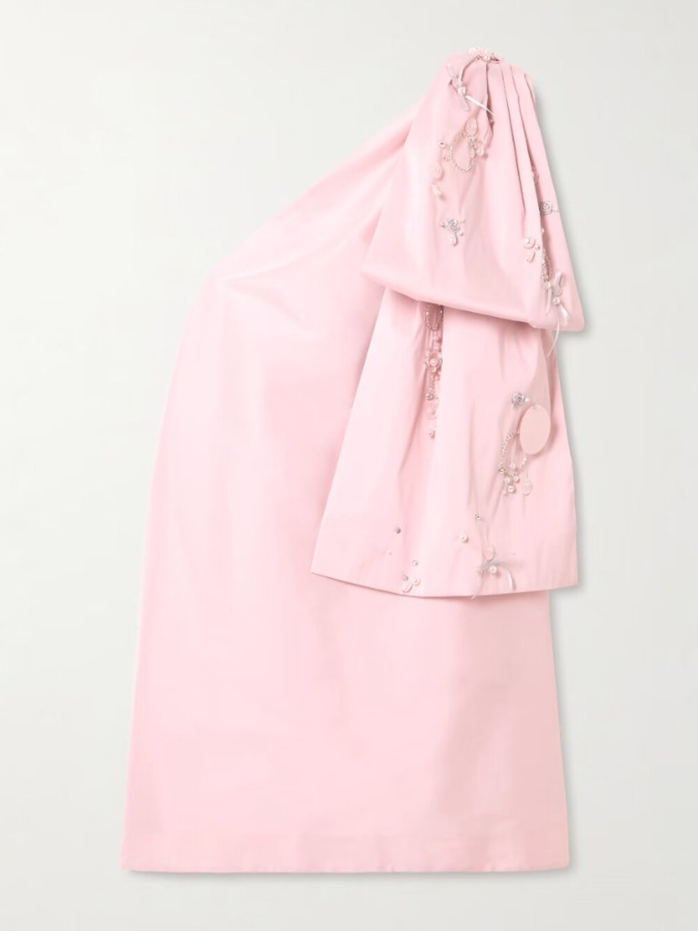 BERNADETTE Winnie one-shoulder bow-detailed embellished taffeta mini dress